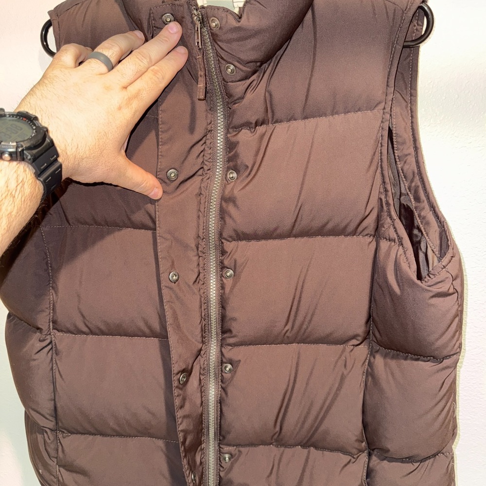 L.L. Bean Goose Down Puffer Vest Men's Large Brown Full Zip Snap‎ Outdoor - Picture 2 of 8